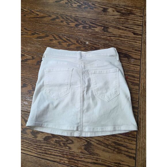 Mother Denim The Vagabond Mini Skirt in Fairest of Them All, white jean skirt sz - Picture 4 of 6